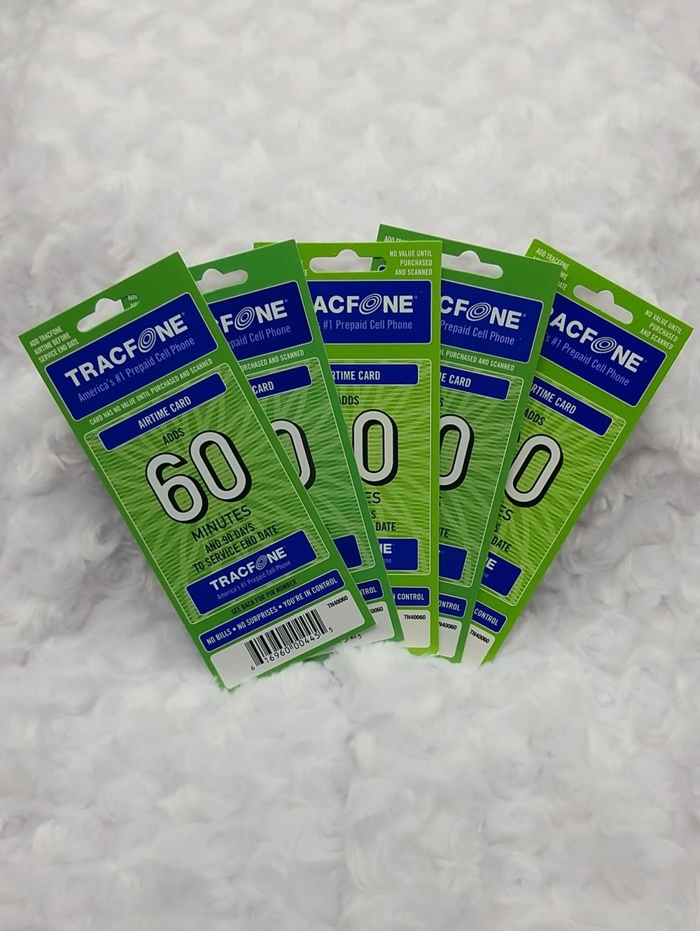 5 Brand New Tracfone 60 Minutes Prepaid Airtime Cards